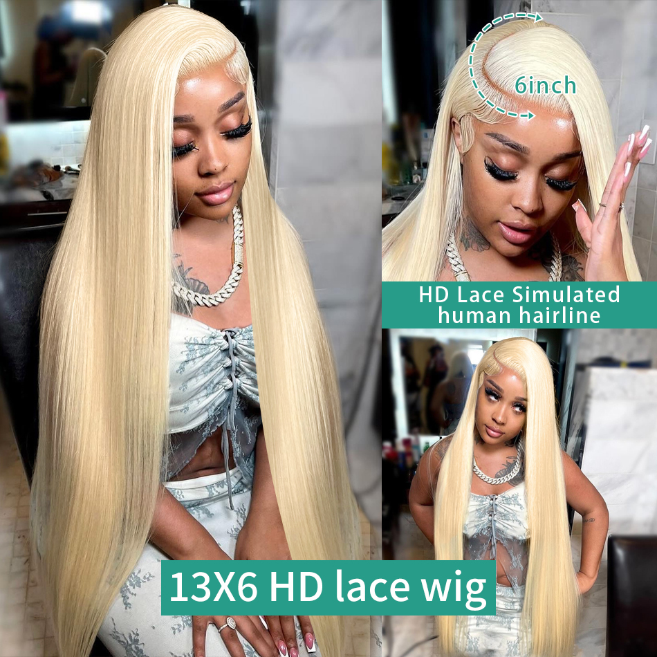 Poker Face 613 13X6 250% Honey Blonde Straight 40 42 Inches Front Human Wigs 13X4 Lace Frontal Wig Brazilian Remy Hair