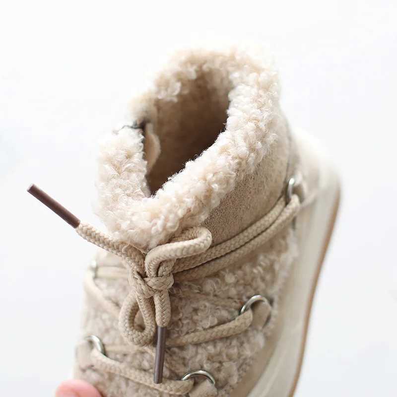 Boots Baby girl boy snow boots 2023 autumn winter childrens casual shoes warm plush anti slip childrens high heels H241018