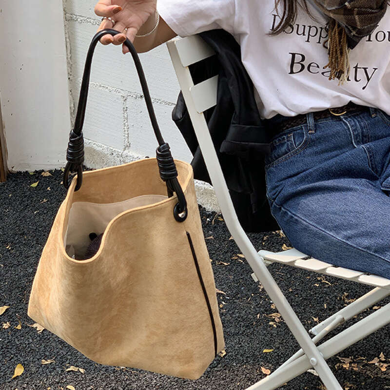 Handbag Small Retro Suede for Women Casual Versatile Handle Shoulder Bags Female Commuter Brown Purse Travel Underarm Bag