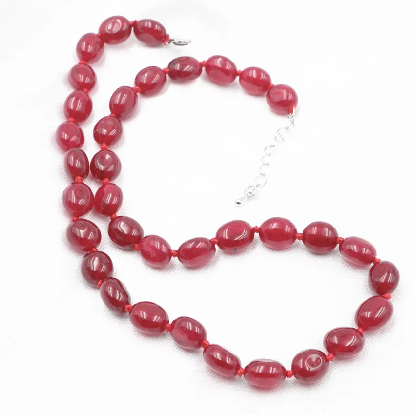 Natural Stone Bead Necklace Short Chain Red Rubber Crystal Irregular Necklace 9-11mm Necklace Gift Jewelry 18 A833 241018