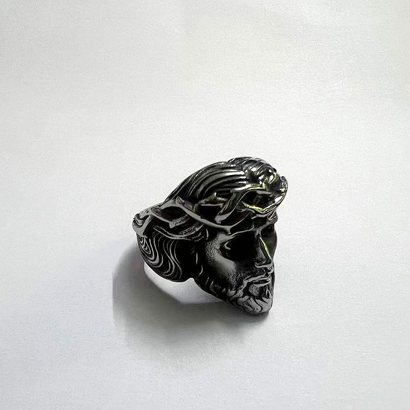 Jesus Face Casting Ring High Polished Titanium Steel 18k Gold Plated Jewelry