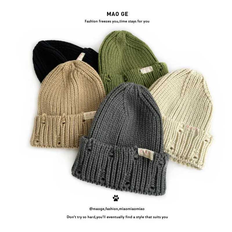 Kids Knitted Hats New Childrens Hat Autumn Winter Fashion Letter Pullover Caps for Boys Girls Baby Woolen Hat Warm Accessories LX241018