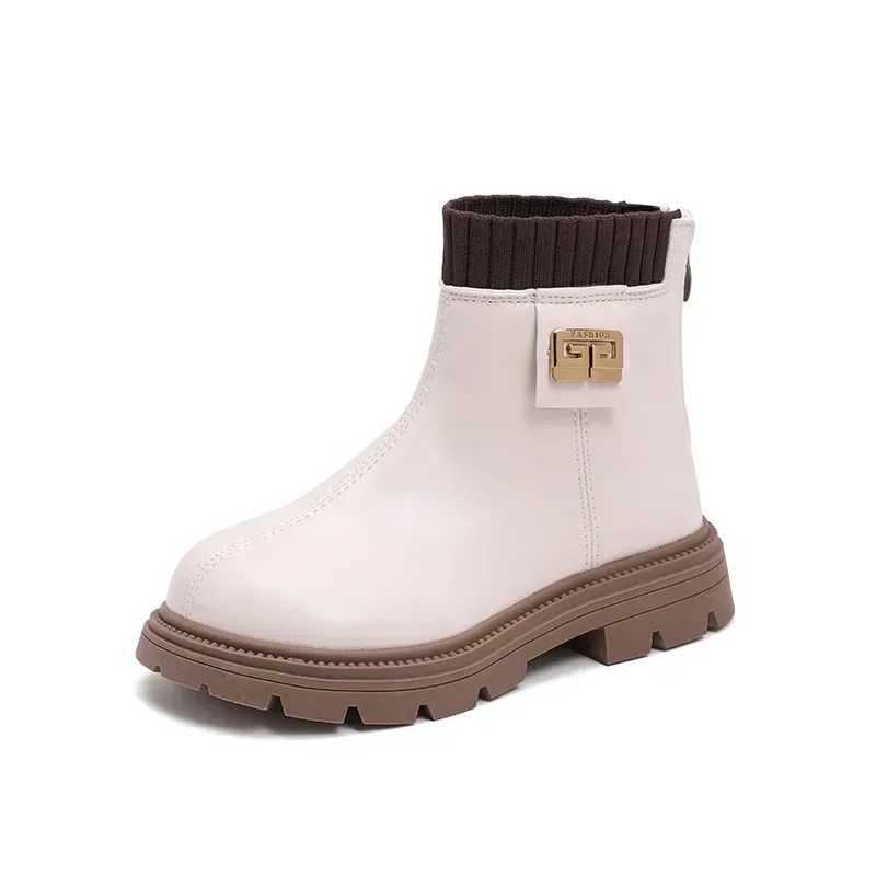 Boots Girls Boots Childrens Shoes 2024 Autumn Winter New Girls Short Boots Velvet Warm Medium Long Boots Girls Boots Botas Ni a H241018