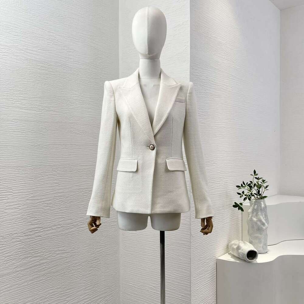 2024 Autumn Winter Photo Color Long Sleeve Turn Down Collar Blazer Tops For Woman