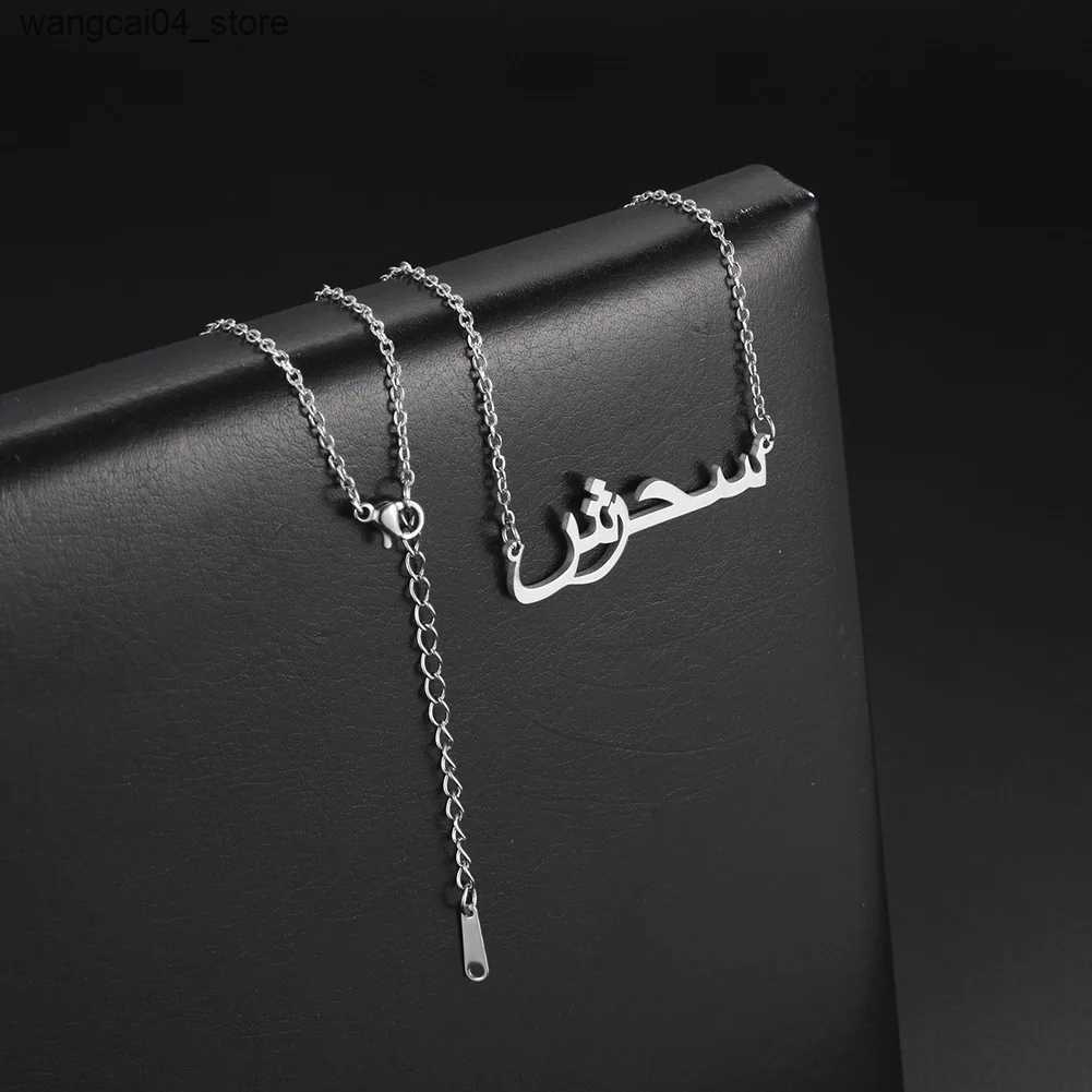 Chokers Sipuris Personalized Arabic Name Customized Necklace Mens Stainless Steel Chain Pendant Necklace Jewelry L240910