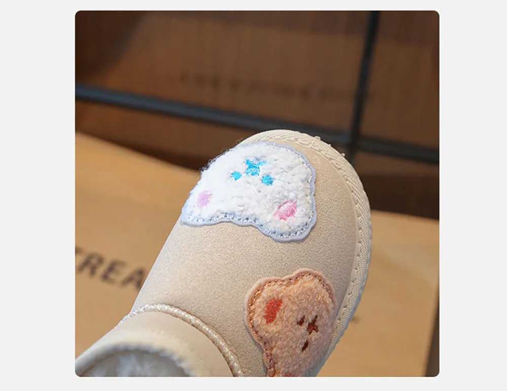 Boots Winter Plush Childrens Boots 2024 Trend Fashion Tnnager Girls Snow Boots Cute Cartoon Anti slip Boys Artificial Fur Boots H241018