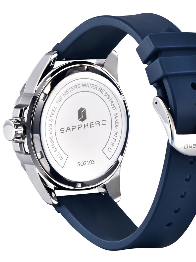 SAPPHERO Mens Watch Top y Stainless Steel Silicone Quartz Date Waterproof 241009