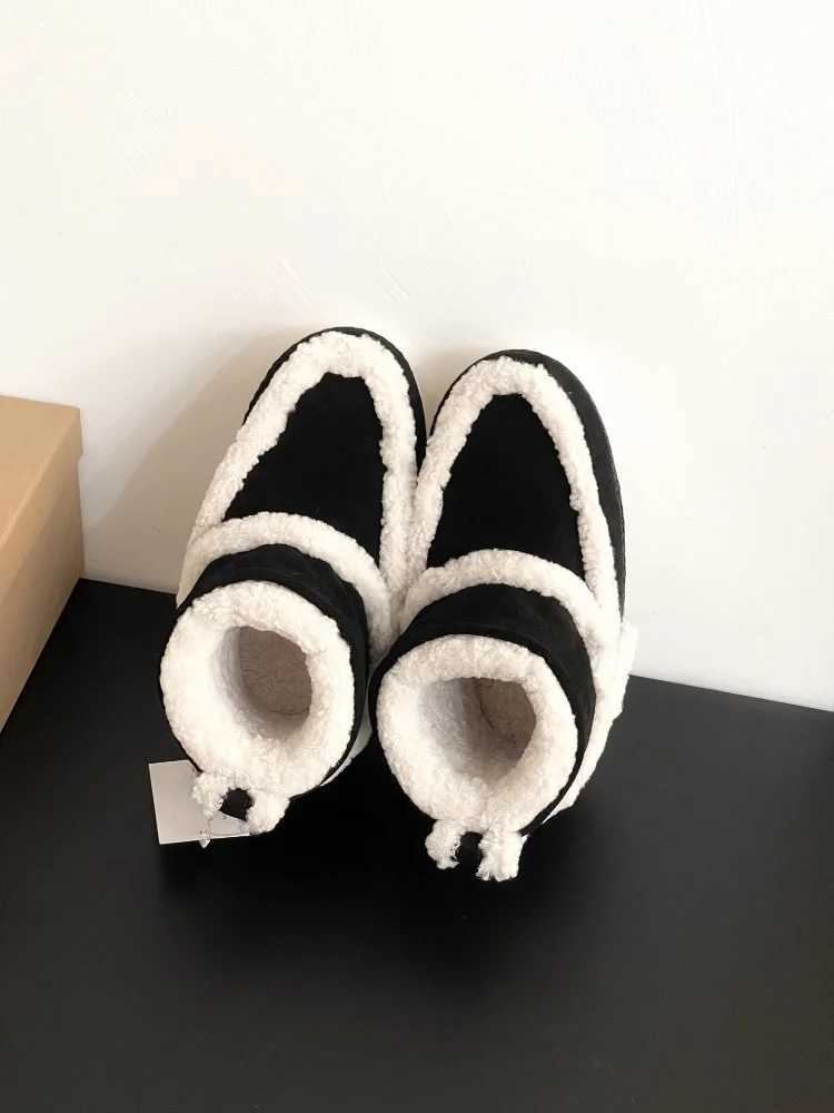 Boots 24 womens snow boots height increase insulated leather and wool thick casual ugly and cute short boots H241018