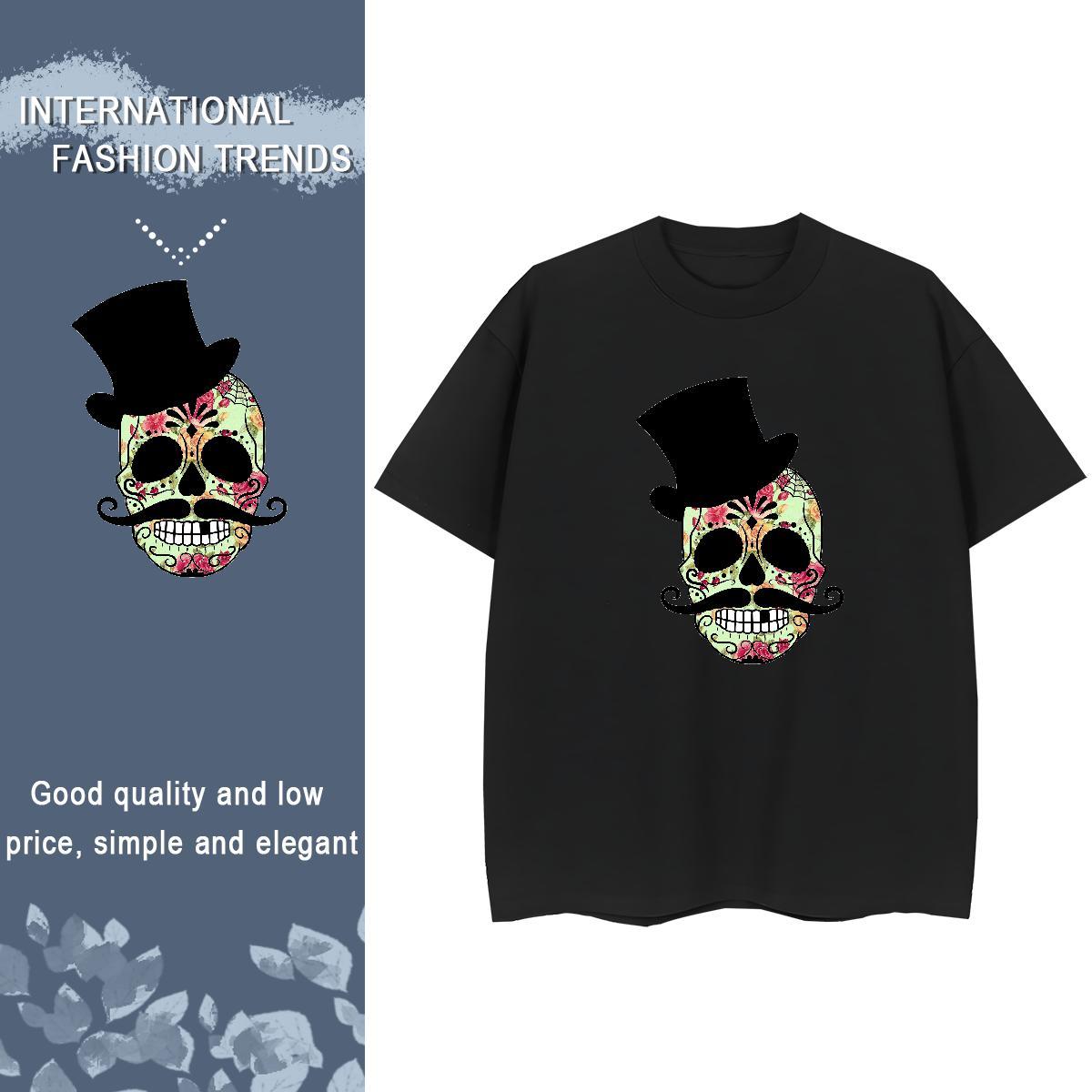 Factory Direct T-Shirts for Women 230g Cotton Breathable Street skull Women Tees Comfortable Cartoon Printing L-4XL Polos