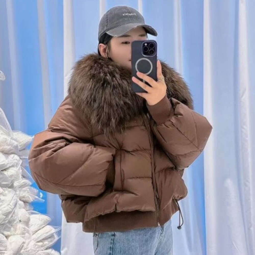 Real Coat Raccoon Collar Fur 2024 Large Puffer Fashion Outerwear Winter Women Short Thick Warm Duck Down Jacket