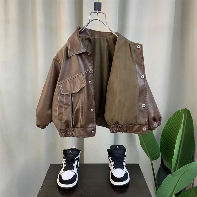Boys outerwear jacket windproof jacket PU winter autumn cotton sports youth Christmas gift childrens clothing M241018