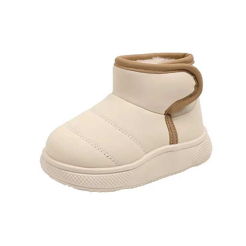 Boots Childrens plush snow boots with thick soles and anti slip boys cotton shoes fashionable solid warm childrens boots girls casual short boots Bota