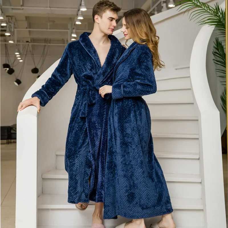 Autumn Winter Bathrobe Couple Pajamas Bridal Long Robe Flanne Pajamas Warm Thick Soft Homewear Design Luxury Brands NightwearXJ241018