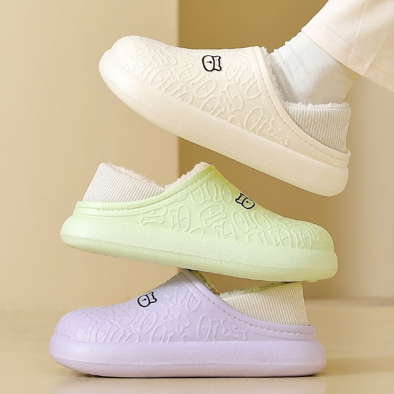 Plush Slippers: Thick Bottom, Warm, Cozy Baotou Cotton Home Slippers for Indoor & Outdoor