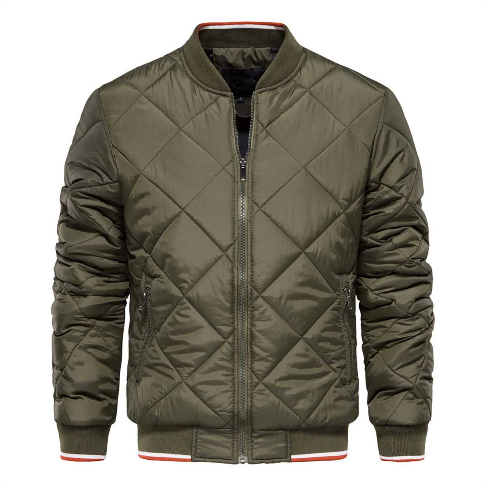 Zipper Cotton Padded Jacket Autumn And Winter MenS Stand Solid Color Casual Warm Men Windbreak Thick Warm Fleece Jacket LX241018