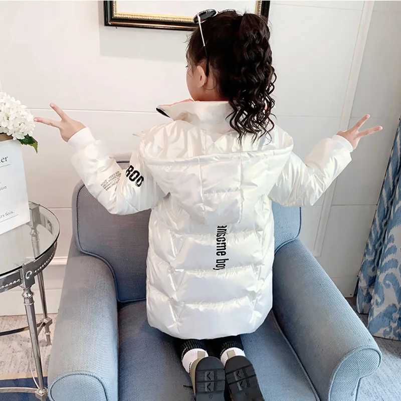 Autumn Girls Winter Jacket Waterproof Hoodie Shiny Thick Girls Coat 5-12 Years Old Children and Teenagers Girls Parka M241018