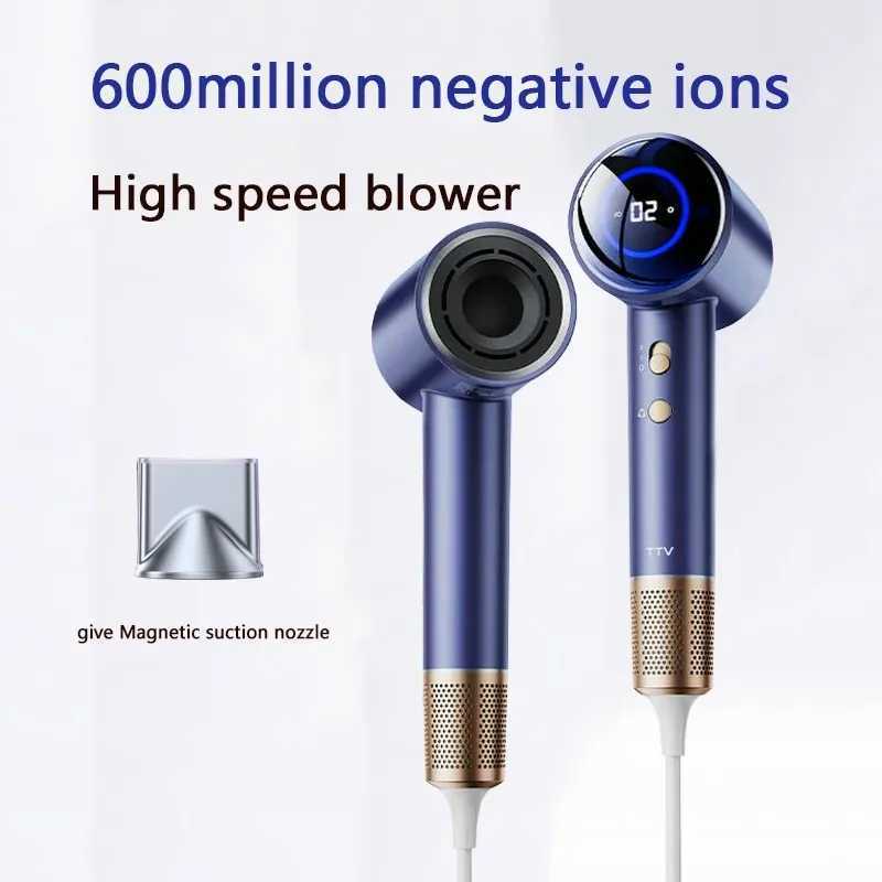 New high-speed anion hair dryer LED display screen hair dryer with nozzle 110V 220V 1600W high power W241018