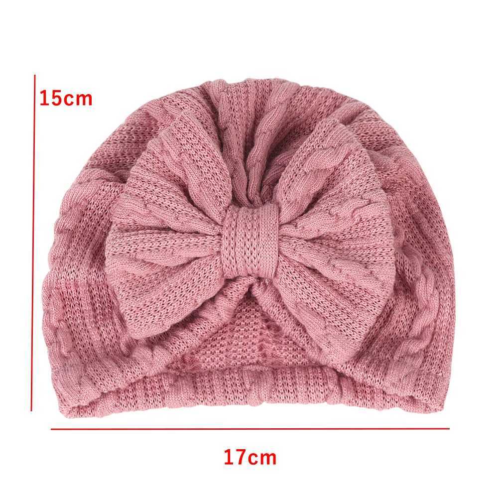 0-6M Lovely Bowknot Knitted Baby Hat Cute Solid Color Baby Girls Hat Turban Soft Newborn Infant Cap Knitting Beanies Head Wraps LX241018