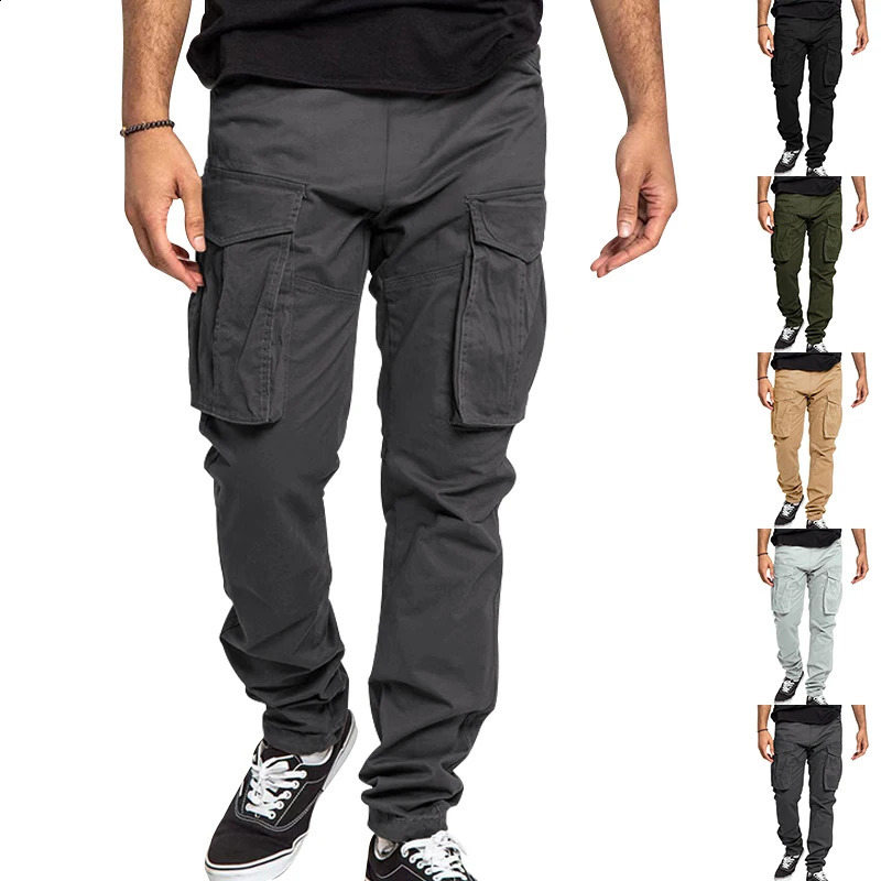 2024 AutumnWinter fleece mens multi-pocket pants Cross-border plus-size sports casual pants 241010