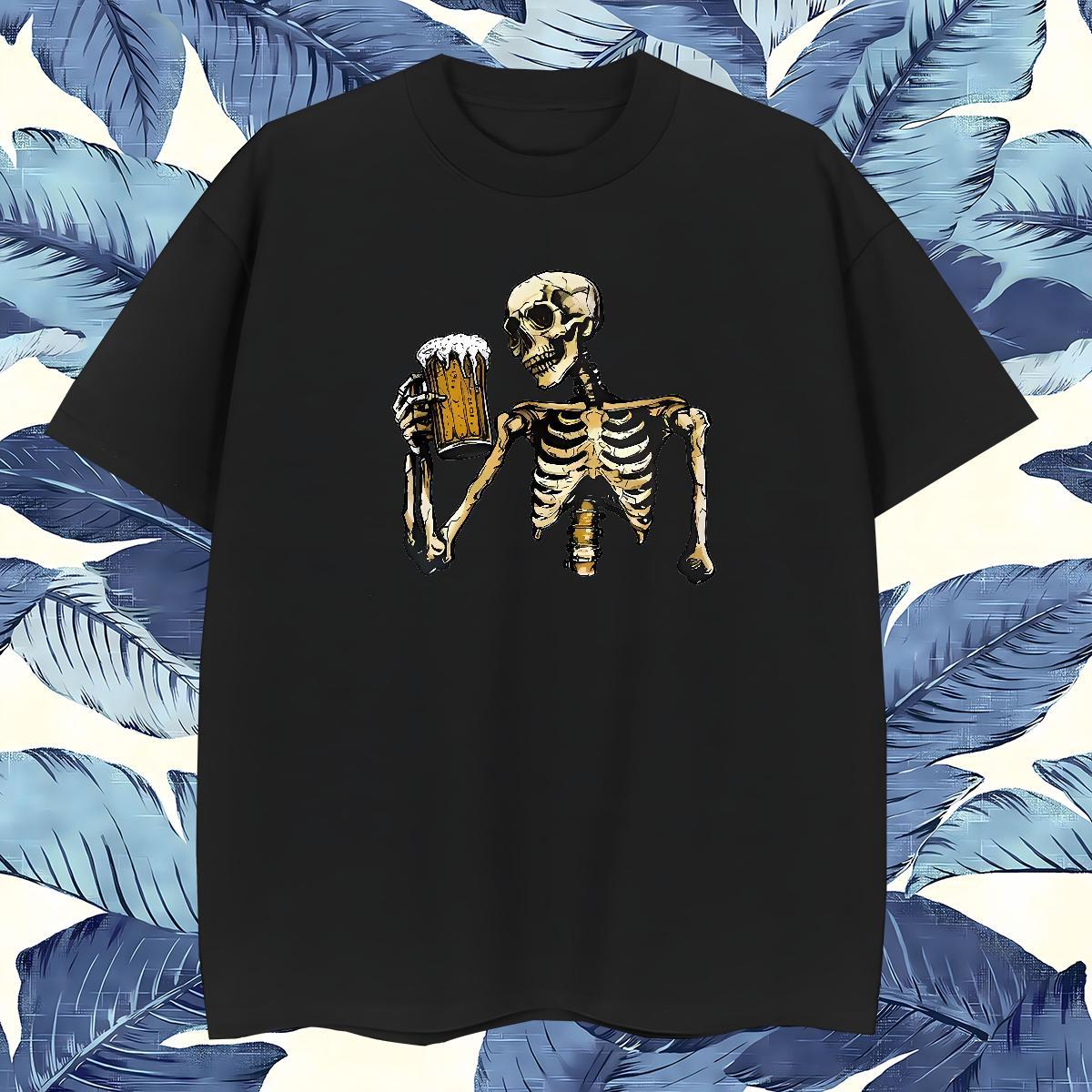 High Quality T Shirts Men 230g 100% Cotton beer Street Wear Skull Breathable Crew Neck Men Tops Tees New Arrival Tees Shirts