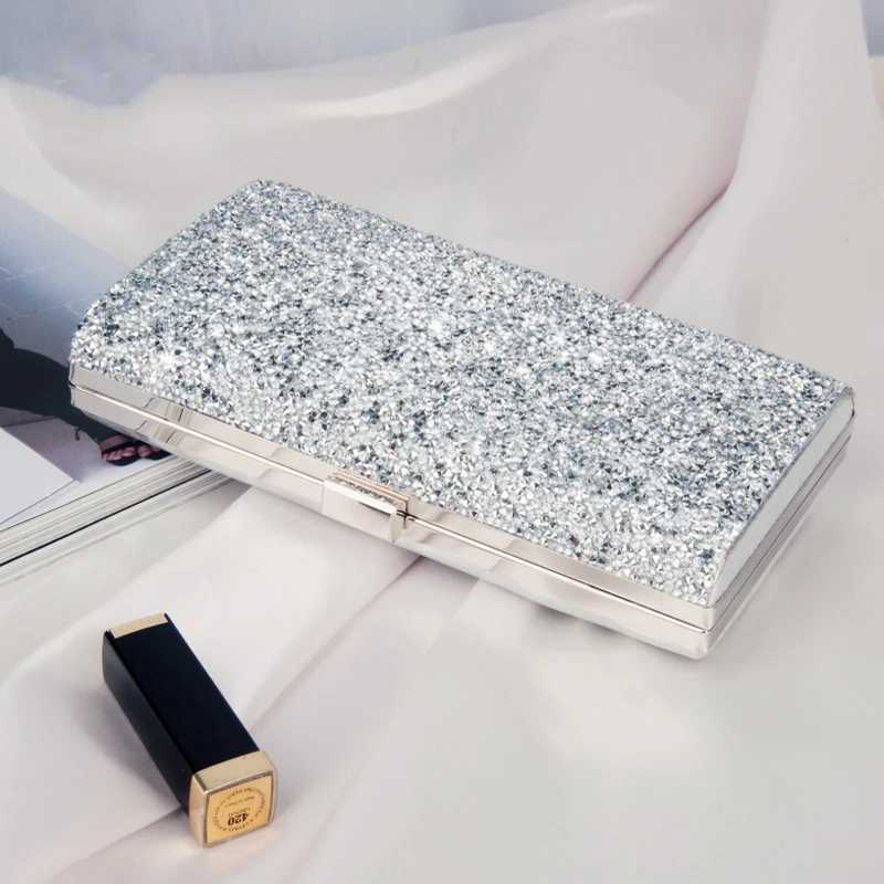 Silver Diamond Shoulder Bag Sparkling Evening Wallet Luxury Designer Clutch Party Handbag Womens Wedding Handbag Z241018