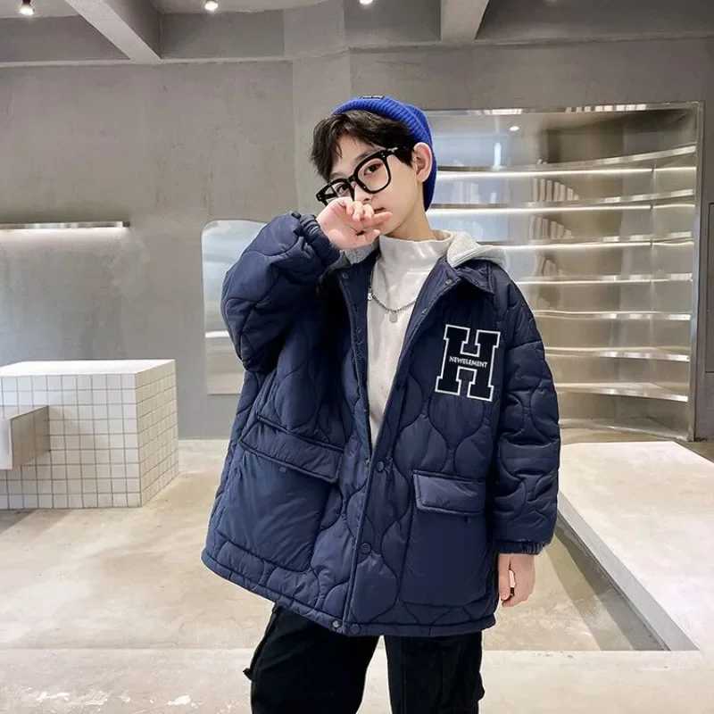 boys winter clothing Korean childrens boys jackets cotton jackets thick warm outdoor clothing teenagers loose jackets 5-14Y M241018