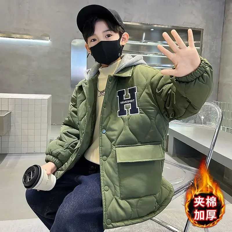boys winter clothing Korean childrens boys jackets cotton jackets thick warm outdoor clothing teenagers loose jackets 5-14Y M241018