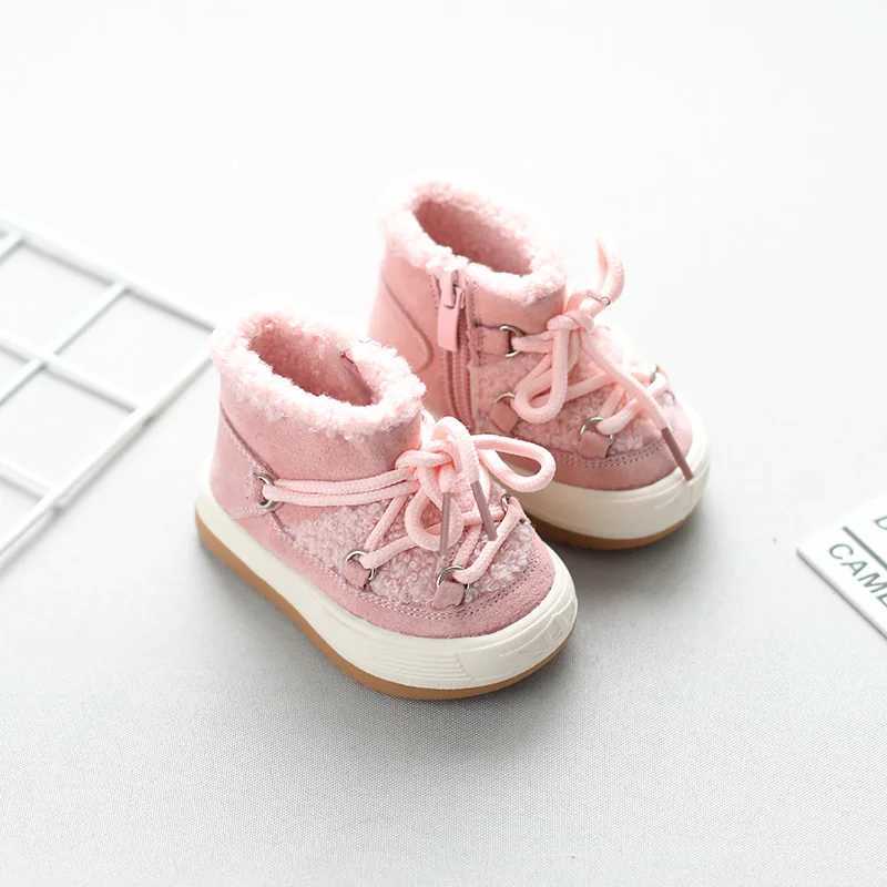Boots Baby girl boy snow boots 2023 autumn winter childrens casual shoes warm plush anti slip childrens high heels H241018
