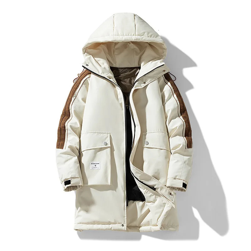 Winter Long Down Jacket For Mens Casual Hooded White Duck Warm Coat Clothing 8XL 241018