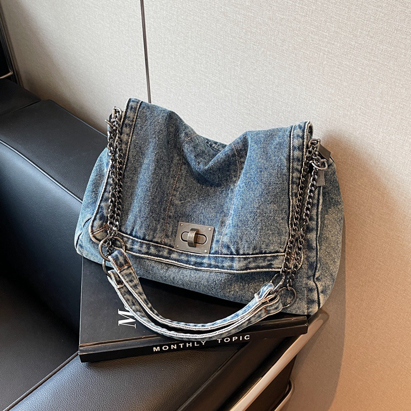 Shoulder hot Chain Bag Fashion Crossbody Bag, Premium Large Capacity Everyday Denim Bags For Women