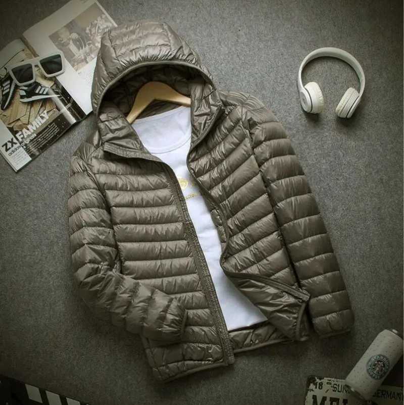 New Brand Autumn Winter Light Down Jacket Mens Fashion Hooded Short Large Ultra-thin Lightweight Youth Slim Coat Down Jackets LX241018