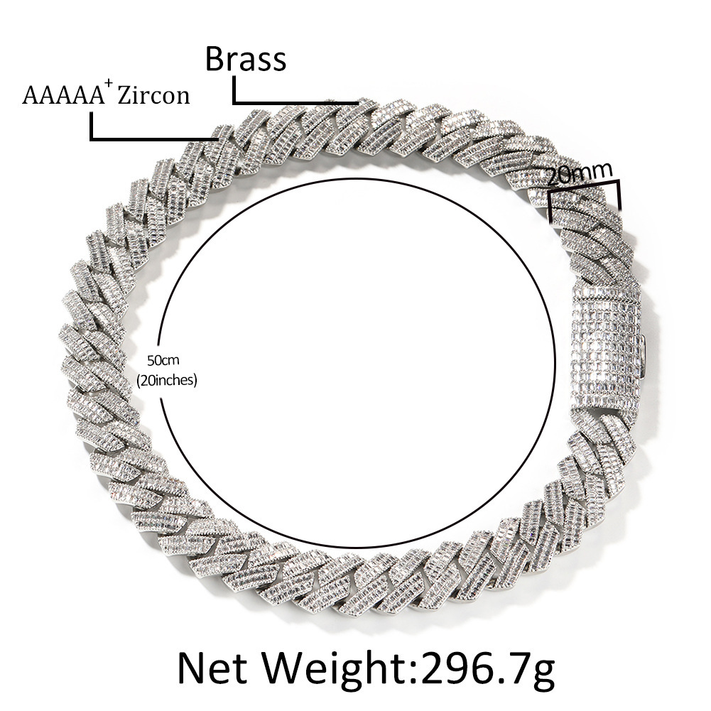 20mm Personalized Hip Hop Flip Buckle Cuban Link Necklace For Men 18k Gold Miami Curb Chains Set With Double Row Cubic Zirconia New In Trendy Brand Ne