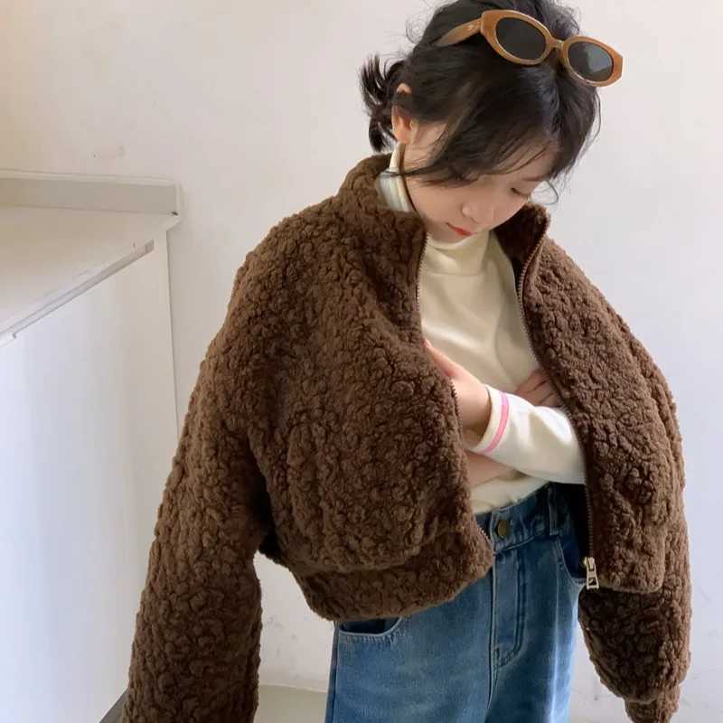 Womens winter wool coat loose short padded wool coat for boys and girls in winter M241018
