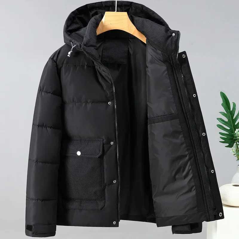 Winter high-end mens down cotton clothes short new middle-aged and young people thickened jacket hooded cotton clothes LX241018