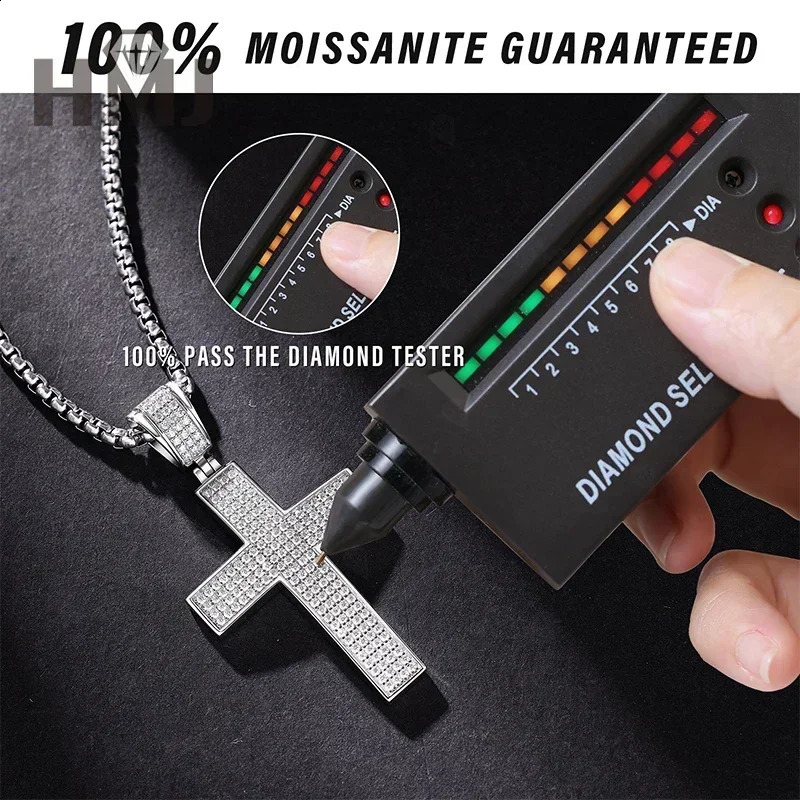 Wholesale Ice Out Cross Pendant S925 Silver Gold Plated VVS Hip Hop Cross Pendant Necklace 241018