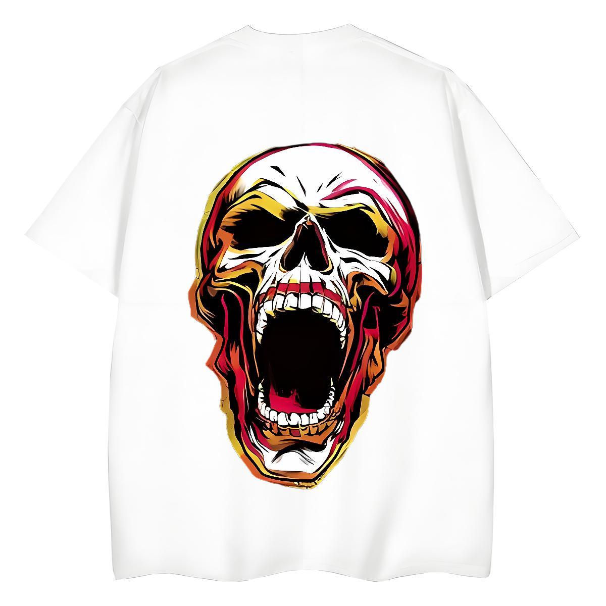 2024 DIY Woman T Shirts 230g Pure Cotton O Neck Short Sleeves Outdoor skull Tshirt for Man Woman Loose Custom Printed Clothings
