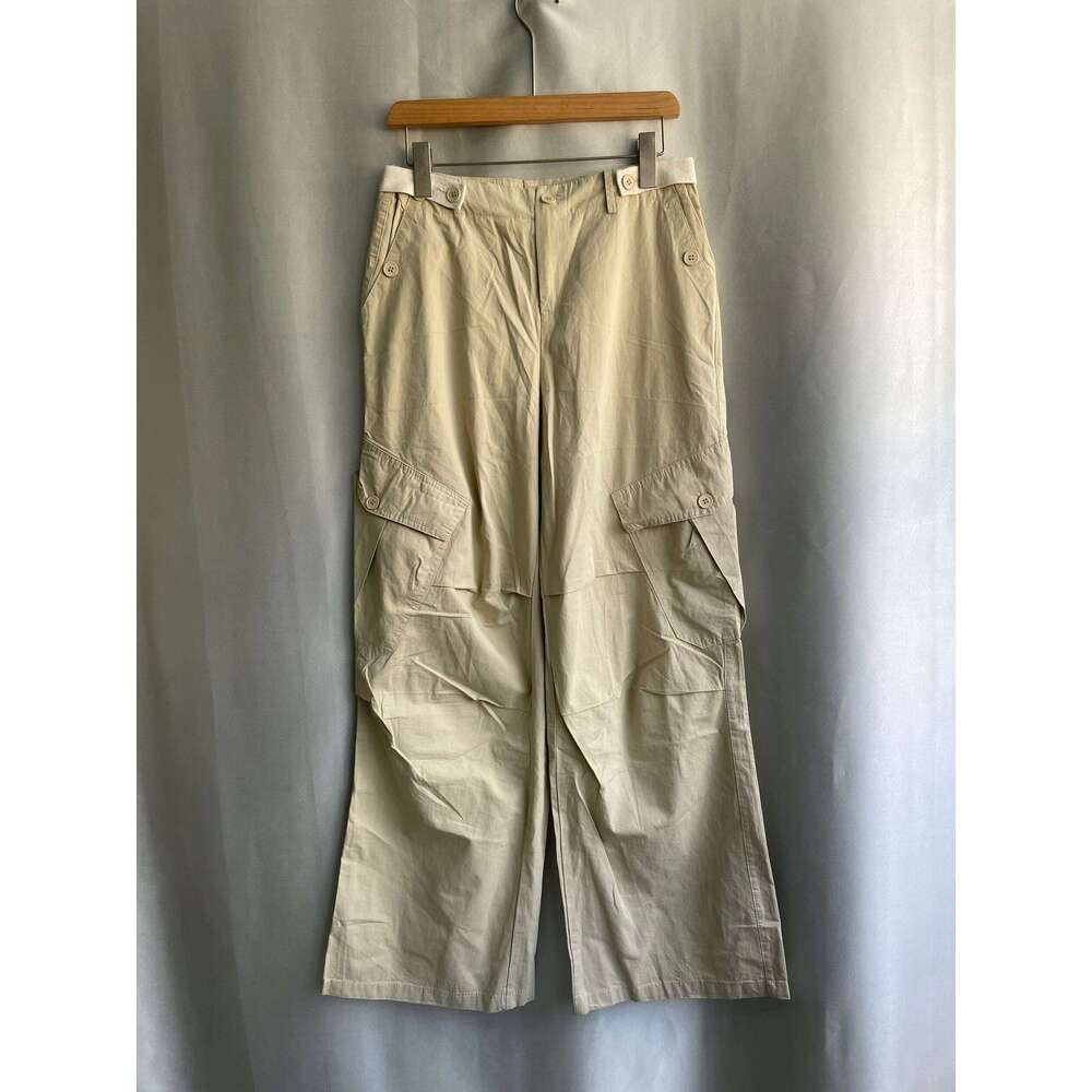 Multiple Pockets Straight Trousers Women 2024 Summer Loose Thin Cargo Pants Y2k Grunge High Waist Casual Wide Leg