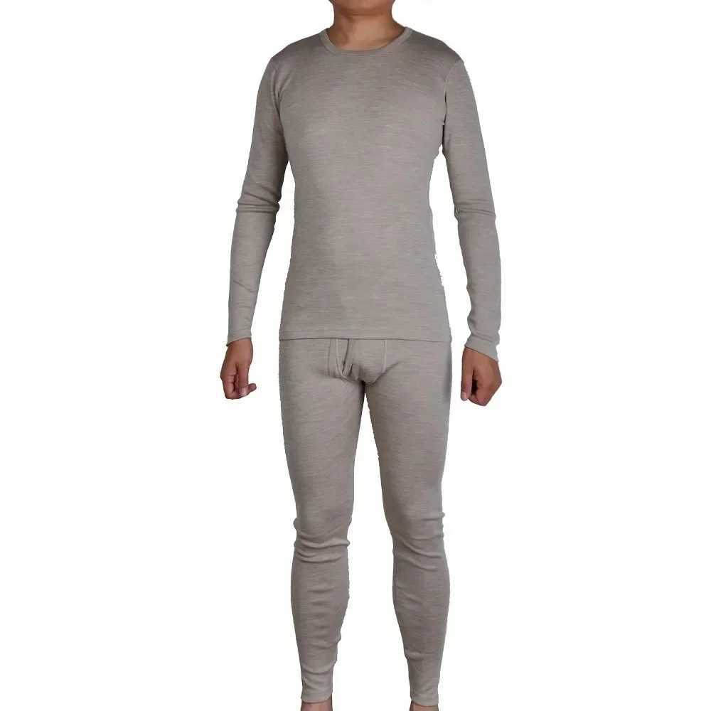 Men's Thermal Underwear Men Pure 100% Merino Wool Winter Long Slves Thermal Warm Thick Sweater Underwear Thicker Tops bottom Set Y241018CPM1