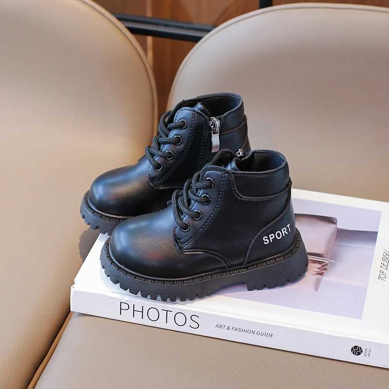 Boots Childrens Boot for Boy British Style Toddlers Black Brown Short Boots Non-slip Leather Kids Fashion Causal Girls Ankle Boots H241018