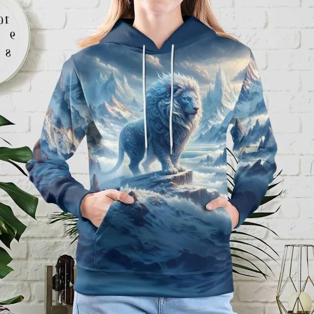Hoodie for Mens Womens Lion Hoodies For Men 3D Print Design Leo Zodiac Pullover Sweatshirt Wildlife Adult Womans Animal Graphic Hoodies sweatshirt Tre