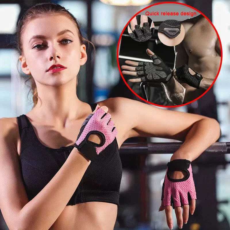 Anti slip and breathable half finger yoga gloves motorcycle gym training gloves elastic impact fitness bicycle womens glovesW241018