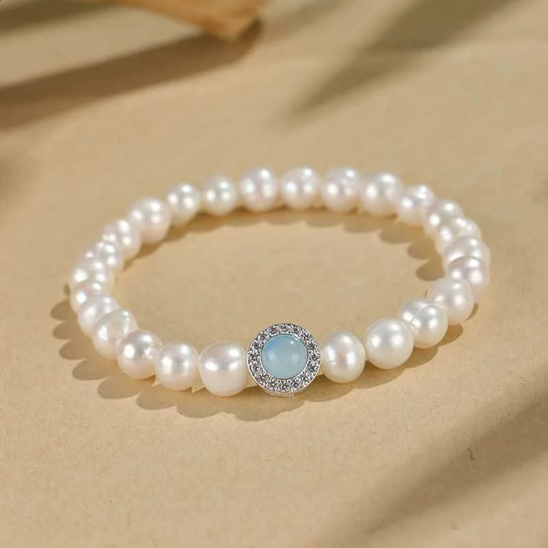 Minar Chic Natural Freshwater Pearl Pink Blue Natural Stone Aquamarine Necklace 241018