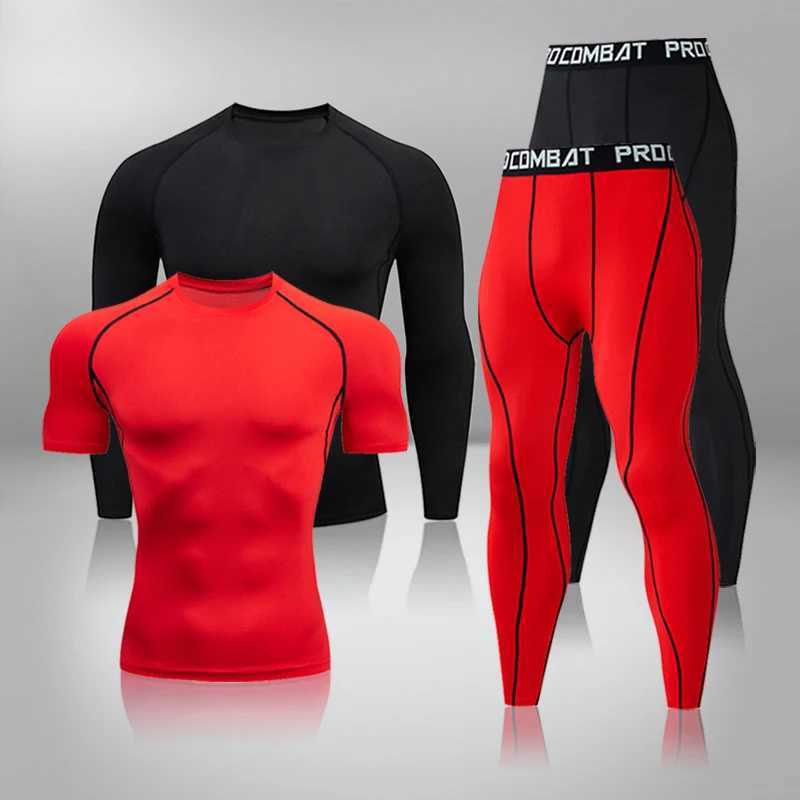 Men's Thermal Underwear Gym Tight Training Clothing Exercise Slow Running Sports Set Fitness Mens Compression Heat Underwear Top Trouser Sportswe