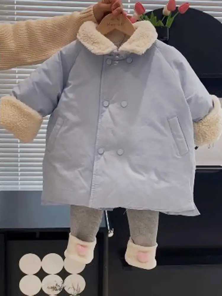 Korean childrens clothing girls cotton jacket winter jacket new thick warm childrens medium length cotton jacket M241018