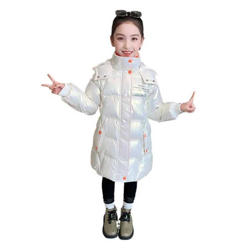 Autumn Girls Winter Jacket Waterproof Hoodie Shiny Thick Girls Coat 5-12 Years Old Children and Teenagers Girls Parka M241018