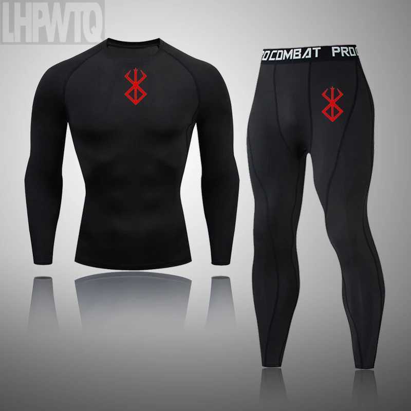 Men's Thermal Underwear New Mens Thermal Underwear Sets Compression Sport Suit Sweat Quick Drying Thermo Underwear Men Clothing Long Johns Sets Y