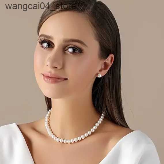 Chokers Wholesale 6-7mm freshwater cultural pearl necklace genuine pearl necklace womens pure silver pearl necklace L240910