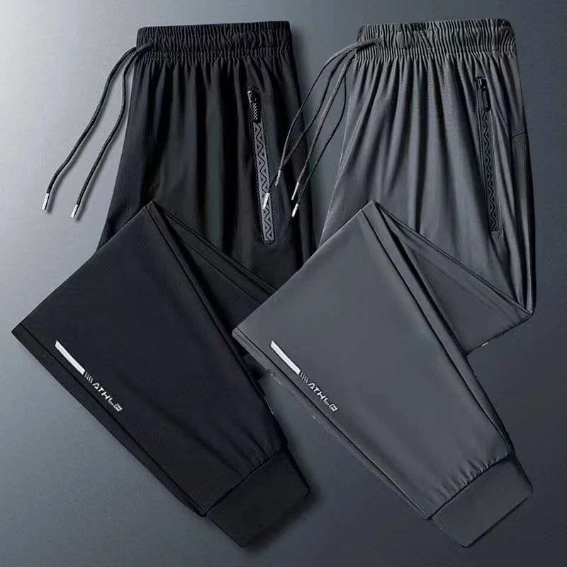 Mens Versatile Stretch Quick Drying Pants Zipper Pocket ner Casual Trousers Breathable Outdoor Joggers Summer 241018