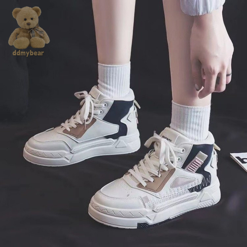 Ddmybear High Top Thick Sole Color Blocked Lace Up Women's Shoes, 2024 Spring And Autumn Winter Versatile Casual Student Sports Board Chinese Bra