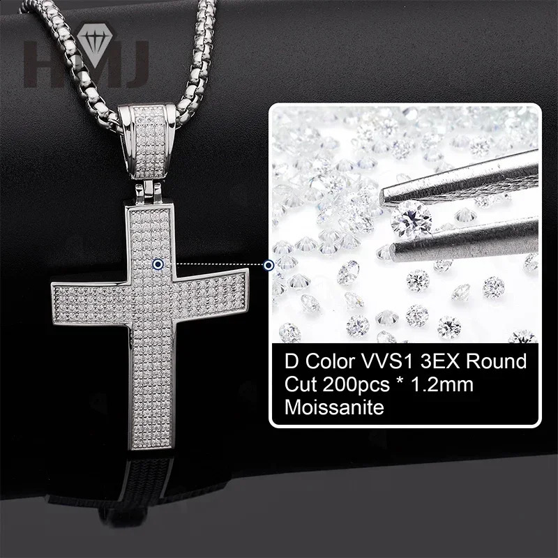 Wholesale Ice Out Cross Pendant S925 Silver Gold Plated VVS Hip Hop Cross Pendant Necklace 241018